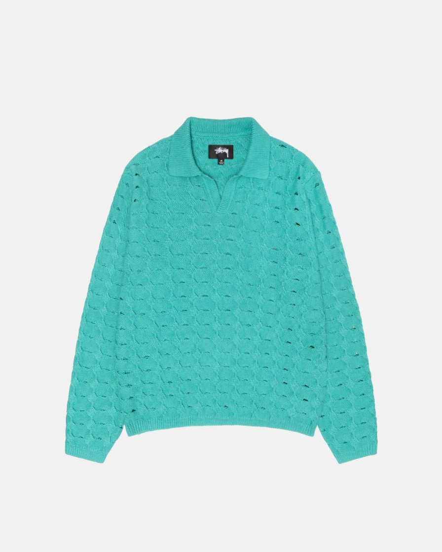 Knitwear Radial | Open Knit Collared Sweater